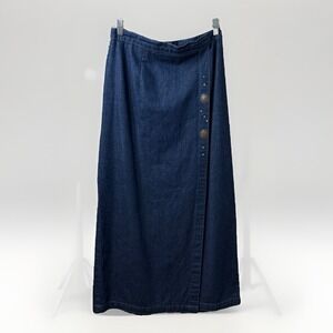Vintage Blue Western Modest Denim Skirt Women 100% Cotton River Ridge USA Made